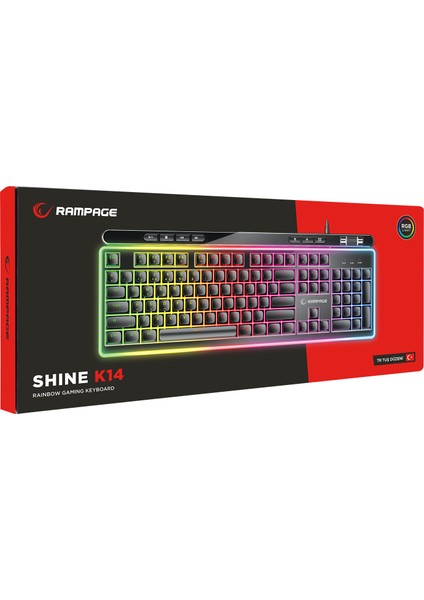 SHINE K14 Siyah USB RGB Backlight Membrane Gaming Oyuncu Klavye