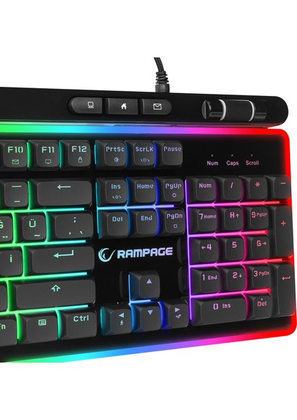 SHINE K14 Siyah USB RGB Backlight Membrane Gaming Oyuncu Klavye