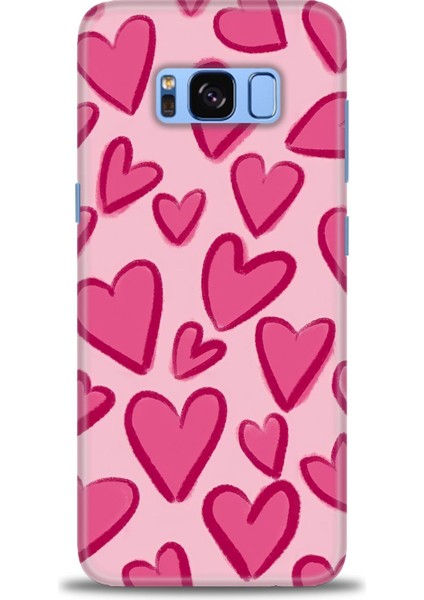 Samsung Galaxy S8 Plus Kılıf Hd Baskılı - Pembe Kalp