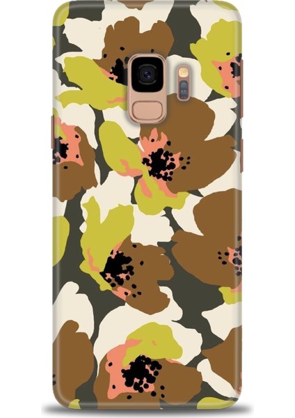 Samsung Galaxy S9 Kılıf Hd Baskılı - Yeşil Kahve Çiçekler