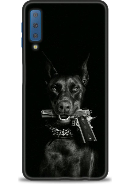 Samsung Galaxy A7 2018 Kılıf Hd Baskılı - Tabanca ve Köpek