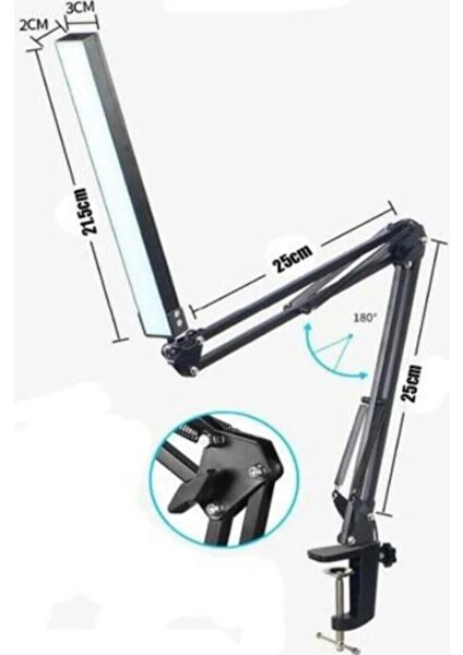 Masa Tutuculu Metal 3 Renk Modlu Katlanabilir LED Işık Masa Lambası