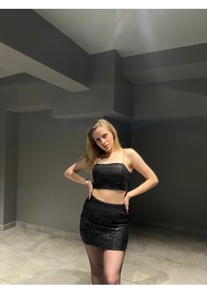 Pul Payetli Etekli Takım modelleri