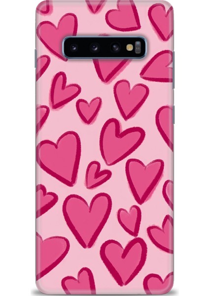 Samsung Galaxy S10 Plus Kılıf Hd Baskılı - Pembe Kalp