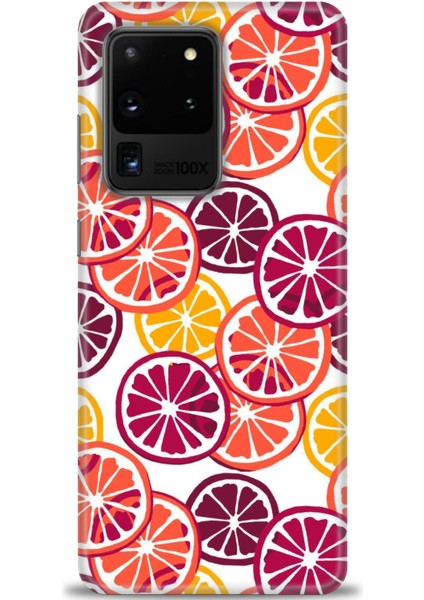Samsung Galaxy S20 Ultra Kılıf Hd Baskılı - Bordo Limon Dilimleri