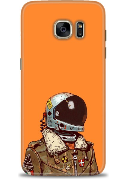Samsung Galaxy S7 Edge Kılıf Hd Baskılı - Turuncu Astronot