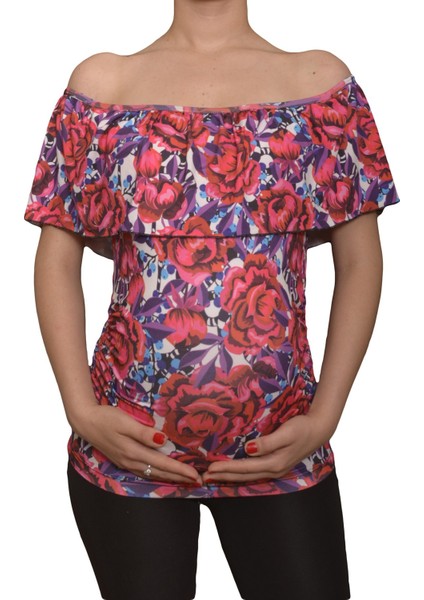 Maternity 2510 Kayık Yaka Hamile Bluzu