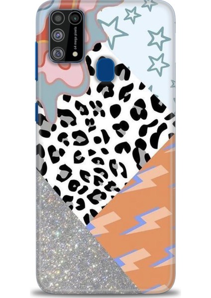 Samsung Galaxy M31 Kılıf Hd Baskılı - Leopar ve Şimşekler