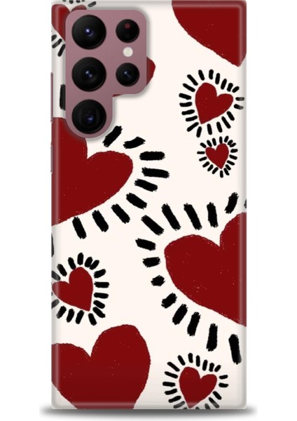 Samsung Galaxy S25 Ultra Kılıf Hd Baskılı - Çizgili Kalp