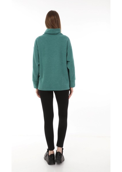 MYRA4281 Fermuarlı Hamile Sweatshirt -Yeşil