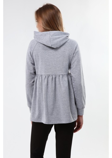 MYRA4530 Büzgülü Fermuarlı Emzirme Sweatshirt -Gri indirimleri