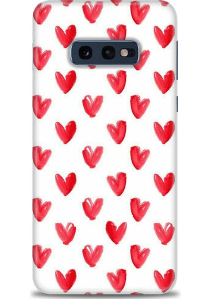 Samsung Galaxy S10E Kılıf Hd Baskılı - Kırmızı Minik Kalpler