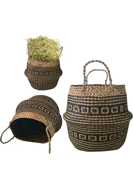 22X19CM Tarzı Yeni 1 Adet Katlanabilir El Yapımı Rattan Dokuma Çiçek Sepeti Seagrass Giyim Saklama Sepeti Ev Dekorasyon Çiçek Sepeti (Yurt Dışından) fiyatları