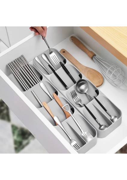 Bıçaklık Gri Stil Çatal Bıçak Saklama Kutusu Tepsi Bıçak Tutucu Sofra Organizatör Kaşık Çatal Çekmece Saklama Kutusu Plastik Konteyner Bıçak Blok Tutucu (Yurt Dışından) indirimleri