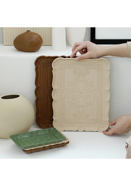 Mavi S Tarzı Nordic Wooden Tray Fruit Dessert Storage Tray Jewelry Cosmetics Organizers Retro Tea Plate (Yurt Dışından)