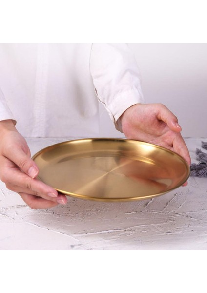 14CM Tarzı cm Yemek Tabağı Moda Yüksek Li Altın Yuvarlak Şekil Sofra Et Tatlı Pizza Tabağı Meyve Tepsisi Sıcak (Yurt Dışından)