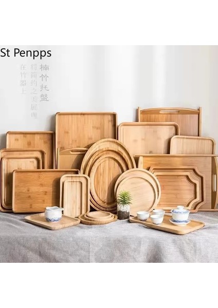 25X14CM'LIK Bir Stil Ahşap Bambu Servis Tepsisi Çay Bardağı Tabağı Tepsileri Meyve Tabağı Depolama Palet Plakası Dekorasyon Japon Gıda Dikdörtgen Plaka (Yurt Dışından)