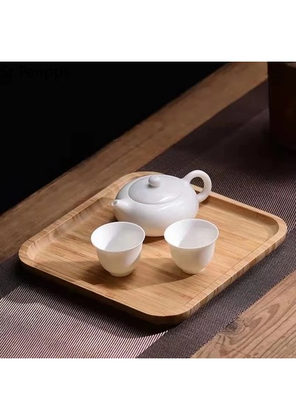 25X14CM'LIK Bir Stil Ahşap Bambu Servis Tepsisi Çay Bardağı Tabağı Tepsileri Meyve Tabağı Depolama Palet Plakası Dekorasyon Japon Gıda Dikdörtgen Plaka (Yurt Dışından)