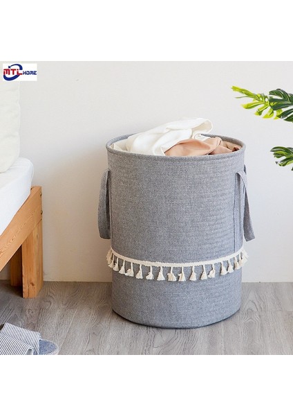 No.3 Tarzı L Beden Örgülü Jüt Kumaş Çamaşır Sepeti Pamuk Keten Kirli Giysiler Katlanabilir Depolama Sepeti Çocuk Oyuncakları Çeşitli Eşyalar Organizatör Ev Için (Yurt Dışından)