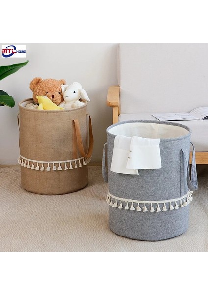 No.3 Tarzı L Beden Örgülü Jüt Kumaş Çamaşır Sepeti Pamuk Keten Kirli Giysiler Katlanabilir Depolama Sepeti Çocuk Oyuncakları Çeşitli Eşyalar Organizatör Ev Için (Yurt Dışından) fiyatları