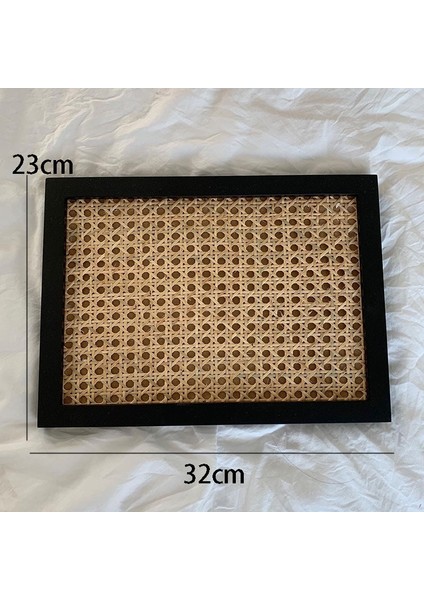 BK-32X23CM Stili Kore Ins Ahşap Rattan Sehpa Tepsi Modern Sadelik Oturma Odası Masaüstü Çay Bardağı Şarap Seti Depolama Tepsisi Ev Dekorasyon (Yurt Dışından)