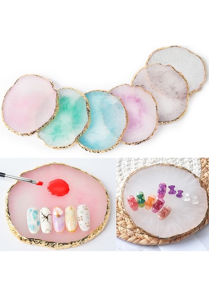 Shanhua Shop Pembe Tarzı 1pcs Resin Storage Painted Palette Tray Jewelry Display Plate Necklace Ring Earrings Display Tray Creative Decoration Organizer (Yurt Dışından)