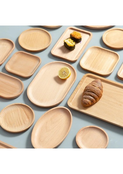 Oval 22X13CM Tarzı Kayın Masif Ahşap Saklama Tepsileri Dekoratif Tatlı Meyve Ekmek Ahşap Yemekleri Dikdörtgen Yuvarlak Tabağı Çay Tepsisi Plaka Sofra (Yurt Dışından)