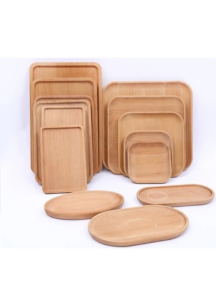 Oval 22X13CM Tarzı Kayın Masif Ahşap Saklama Tepsileri Dekoratif Tatlı Meyve Ekmek Ahşap Yemekleri Dikdörtgen Yuvarlak Tabağı Çay Tepsisi Plaka Sofra (Yurt Dışından)