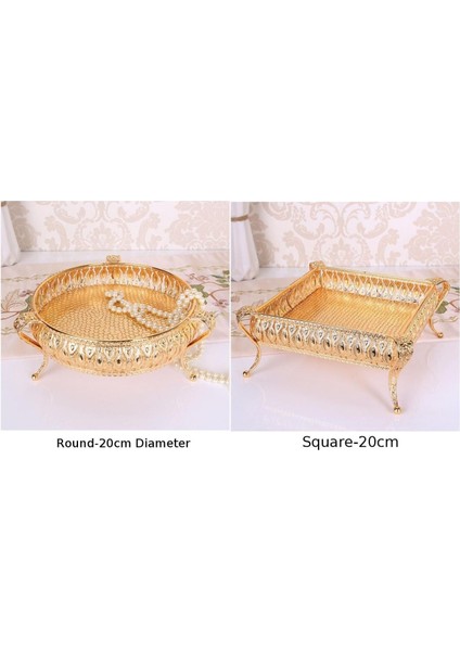 KARE-20CM Tarzı 20*20*10 cm Gül Altın Meyve Tepsisi Mum Ayna Cam Eski Yemek Tabağı Içecekler Teşhir Tepsisi Plaka Miroir Vassoio Yüksek (Yurt Dışından)