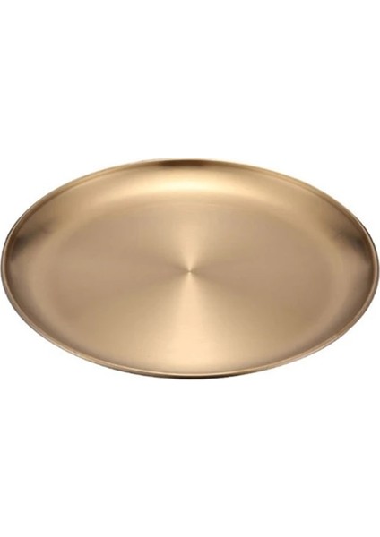 A1 14CM Stili Altın Paslanmaz Çelik Depolama Tepsisi Lüks Pirinç Altın Yuvarlak Tabak Meyveli Kek Biftek Aperatif Mutfak Metal Depolama (Yurt Dışından)