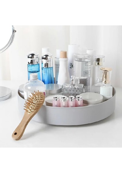 Gri Stil 360 Derece Dönen Dolap Organizatör Çok Fonksiyonlu Plastik Yuvarlak Depolama Rafı Mutfak Rafı Banyo Kozmetik Pikap (Yurt Dışından) modelleri