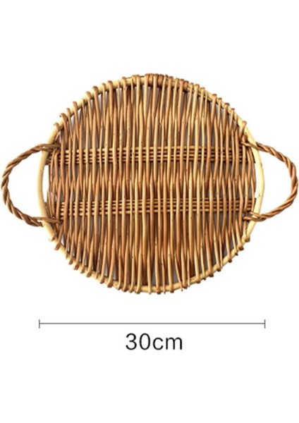 A1 Stili Rattan Dokuma Saplı Saklama Tepsisimeyve Aperatifleri Servis Organizatörü Ekmek Yemek Kek Tabağı Akşam Yemeği Servis Tepsisi Masa Süsleme (Yurt Dışından)