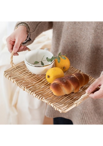 A1 Stili Rattan Dokuma Saplı Saklama Tepsisimeyve Aperatifleri Servis Organizatörü Ekmek Yemek Kek Tabağı Akşam Yemeği Servis Tepsisi Masa Süsleme (Yurt Dışından) modelleri