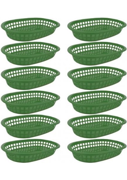 Yeşil 12 Adet Tarzı Taşınabilir Gıda Sepeti Oval Şekil Yemek Takımı Plastik Patates Kızartması Restoran Aperatif Konteyner Için Fast Food Depolama Plakası (Yurt Dışından)