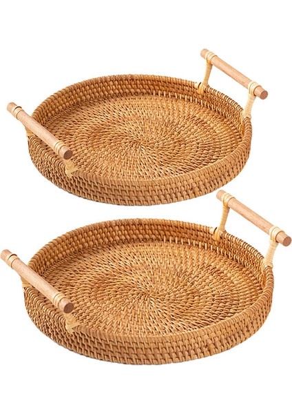 S Tarzı Rattan Saklama Tepsisi Saplı Yuvarlak Sepet El Dokuması Rattan Tepsi Hasır Sepet Ekmek Meyve Yemek Kahvaltı Teşhir L (Yurt Dışından) fiyatları