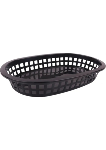 Siyah 1 Adet Tarzı Yemek Sepeti Oval Şekil Yemek Takımı Plastik Patates Kızartması Fast Food Depolama Plakaları Restoran Için Meyve Sebze Tepsisi (Yurt Dışından)