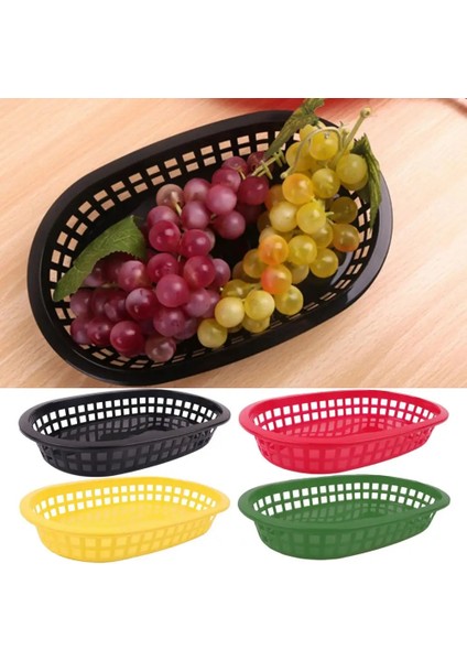 Siyah 1 Adet Tarzı Yemek Sepeti Oval Şekil Yemek Takımı Plastik Patates Kızartması Fast Food Depolama Plakaları Restoran Için Meyve Sebze Tepsisi (Yurt Dışından) fırsatları