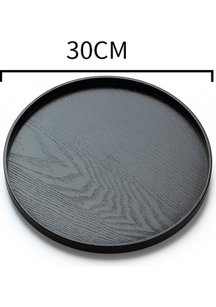 Siyah 30CM Tarzı Japon Tarzı Yuvarlak Tepsi Yemek Servis Tabağı Ahşap Atıştırmalık Çöl Tabağı Çay Tahtası Doğal Çay Yemek Sunucusu Yemekleri Içecek Tabağı Wf (Yurt Dışından)