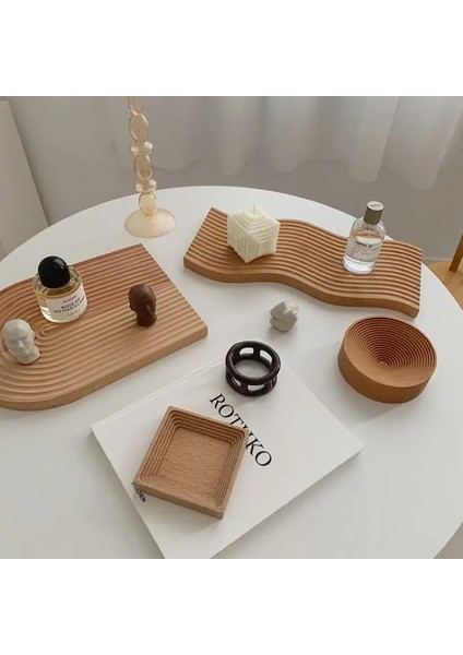 Yuvarlak Stil Su Dalgalanma Tepsisi Tahta Doğrama Kayın Ahşap Aromaterapi Depolama Rafı Kahve Ikindi Çayı Tepsisi Tatlı Tabağı Masa Dekor (Yurt Dışından) indirimleri