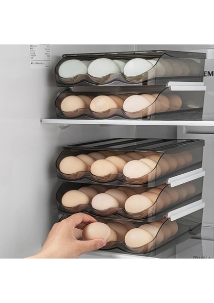 Shanhua Shop B Tarzı Refrigerator Egg Storage Box Portable Egg Drawer Storage Rack Tray Holder Container Eggs Fresh Kitchen Household Organizer Case (Yurt Dışından)