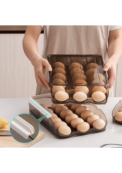 Shanhua Shop B Tarzı Refrigerator Egg Storage Box Portable Egg Drawer Storage Rack Tray Holder Container Eggs Fresh Kitchen Household Organizer Case (Yurt Dışından)