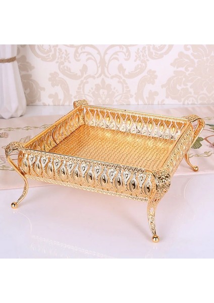 Altın 18CMX 9cm Stili Metal Tepsi Yuvarlak Kare Saklama Kutusu Modern Avrupa Yaratıcı Vintage Meyve Tabağı Çok Fonksiyonlu Aperatif Tabağı Ev Meyve Tepsisi (Yurt Dışından)