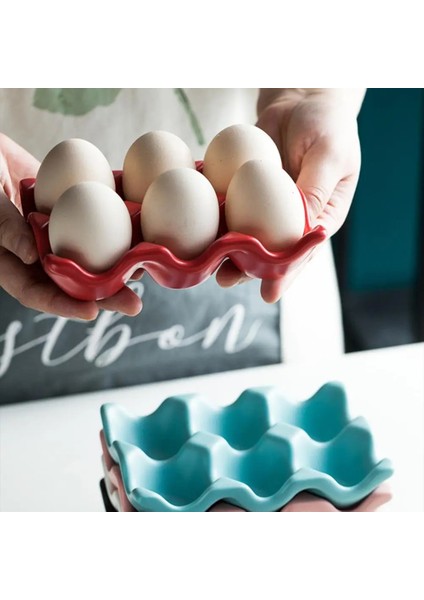 Kırmızı Stil Taşınabilir Yumurtalık Saklama Kutusu Pratik Yaratıcı Seramik Tepsi Kaymaz 6 Izgara Seramik Çevre Dostu Yumurta Kabı Aksesuarları (Yurt Dışından) indirimleri