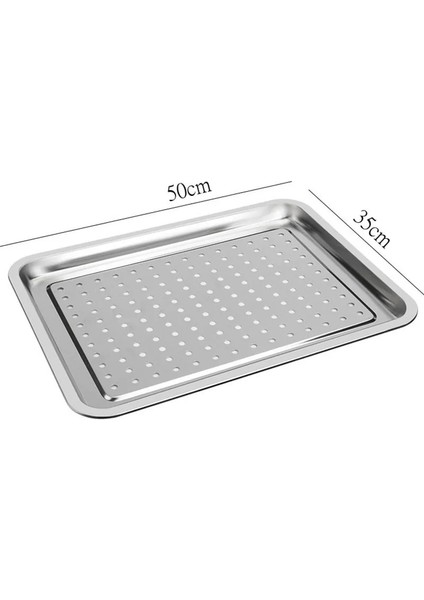 50X35X2CM Stili Paslanmaz Çelik Dikdörtgen Içi Boş Tahliye Tepsisi Kalınlaşmış Meyve Sebze Depolama Plakası Yağ Su Filtresi Tava Mutfak Aksesuarları (Yurt Dışından)