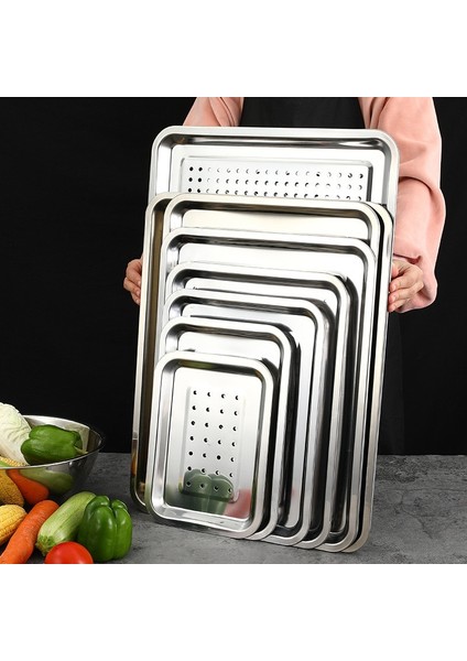 50X35X2CM Stili Paslanmaz Çelik Dikdörtgen Içi Boş Tahliye Tepsisi Kalınlaşmış Meyve Sebze Depolama Plakası Yağ Su Filtresi Tava Mutfak Aksesuarları (Yurt Dışından) fiyatları