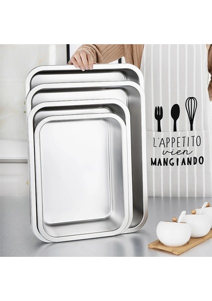 36X27X7CM Stili Paslanmaz Çelik Yemek Tepsileri Dikdörtgen Meyve Sebze Saklama Tavaları Kek Ekmek Bisküvi Bulaşık Bakeware Mutfak Pişirme Tabakları (Yurt Dışından)