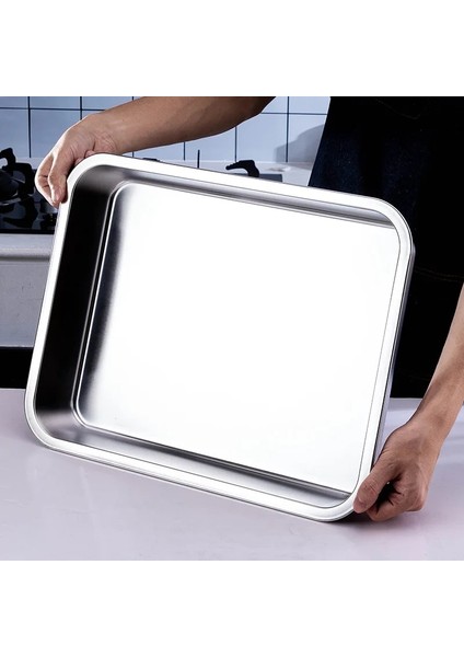 36X27X7CM Stili Paslanmaz Çelik Yemek Tepsileri Dikdörtgen Meyve Sebze Saklama Tavaları Kek Ekmek Bisküvi Bulaşık Bakeware Mutfak Pişirme Tabakları (Yurt Dışından)