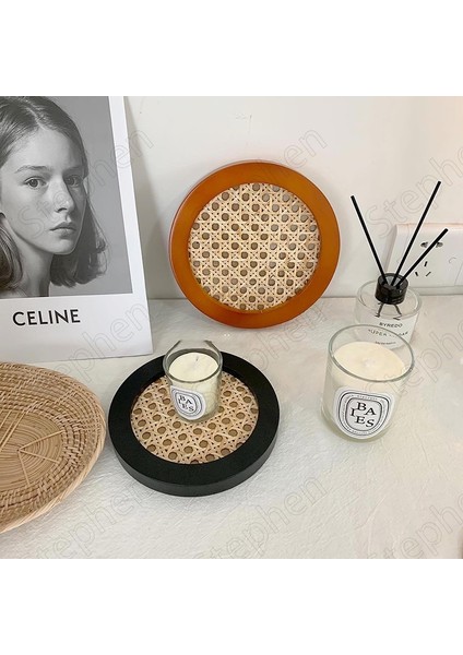 RD-15CM Stili Kore Ins Ahşap Rattan Sehpa Tepsi Modern Sadelik Oturma Odası Masaüstü Çay Bardağı Şarap Seti Depolama Tepsisi Ev Dekorasyon (Yurt Dışından) modelleri