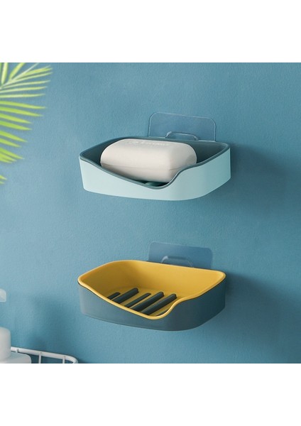 Pembe Stil Çift Katmanlı Sabun Kutusu Depolama Rafları Duvara Asılı Sabunluk Ev Yaratıcı Ücretsiz Delme Banyo Rafı Drenaj (Yurt Dışından) modelleri