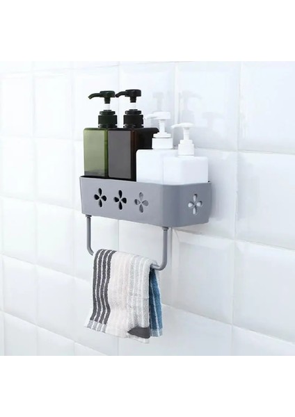 Gri Stil Yapışkanlı Banyo Raf Düzenleyici Duvara Monte Şampuan Baharatlar Duş Havlusu Depolama Rafı Tutucu Mutfak Banyo Aksesuarları (Yurt Dışından) indirimleri